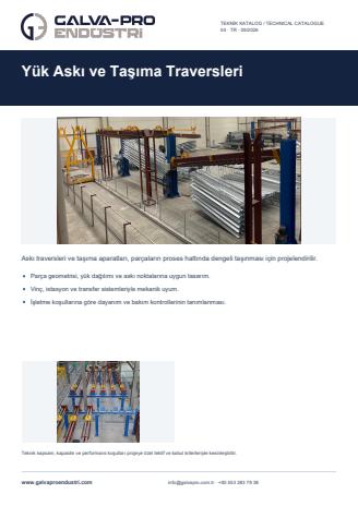 Yük Askı ve Taşıma Traversleri katalog kapağı