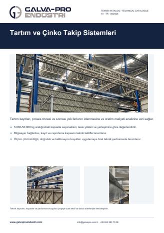Tartım ve Çinko Takip Sistemleri katalog kapağı